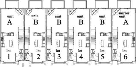 Row House Plans Town Home Plans Six Units Tandem Garage