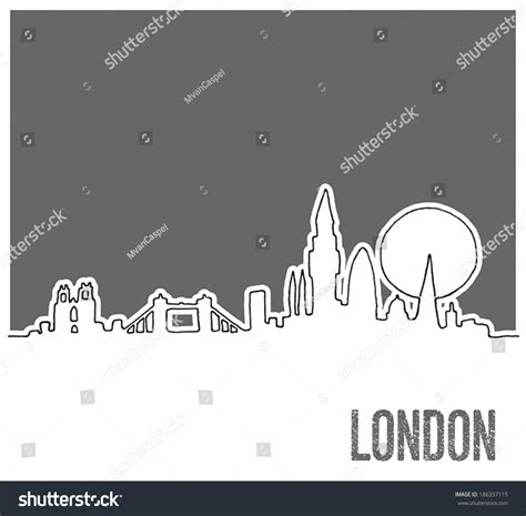 Cute Hand Drawn Skyline London City Stock Vector (Royalty Free ...