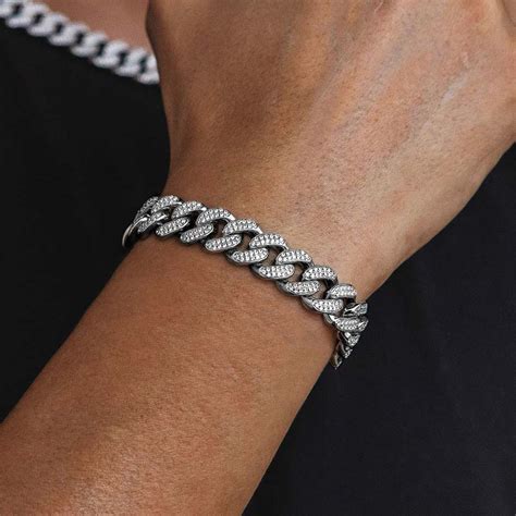 Mm Cuban Link Panzerarmband Silber Mit Zirkonia