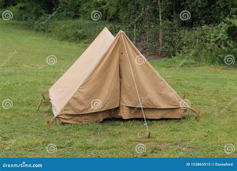 Canvas Camping Tent. stock image. Image of backpacker - 153865515