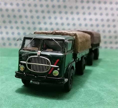 Truck FIAT 682 N3 Tarpaulin With Trailer Vintage Scale 1/43 CB Handmade Built Factory Models ...