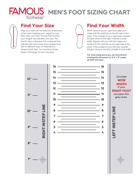 Mens Foot Sizing Chart Famous Download Printable Pdf Templateroller