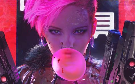 Cyberpunk Futuristic Bubble Gum Pink Hair Wallpaper Cyberpunk Games Cyberpunk Girl Arte