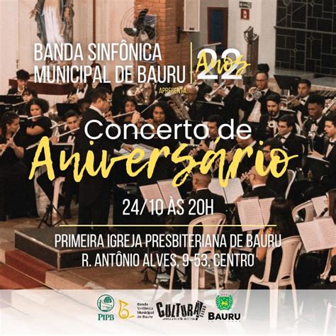 Concerto de 22 anos da Banda Sinfônica Municipal de Bauru será no dia