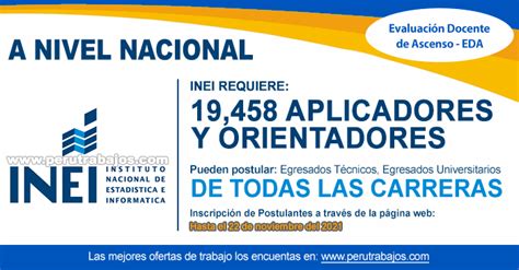 Inei Evaluaci N Docente De Ascenso Requiere Aplicadores Y