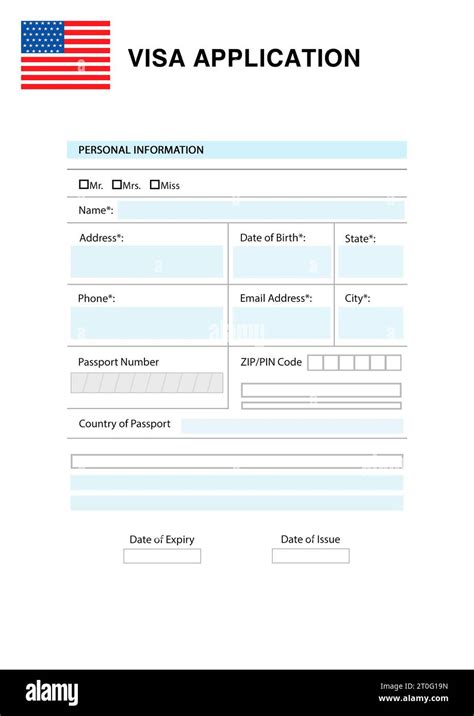 Immigration to USA. Blank application visa form Stock Photo - Alamy