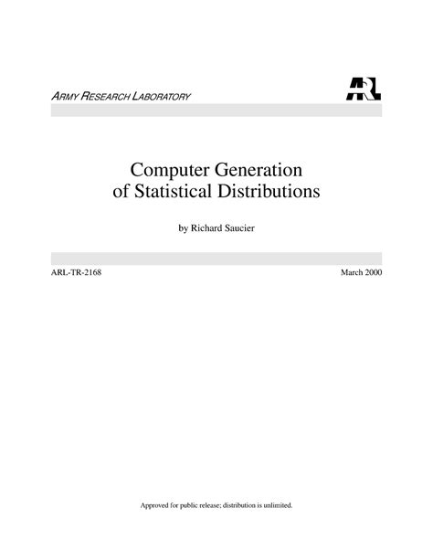 Suporte para a Geração de Variáveis Aleatórias 1 - A RMY R ESEARCH L ABORATORY Computer