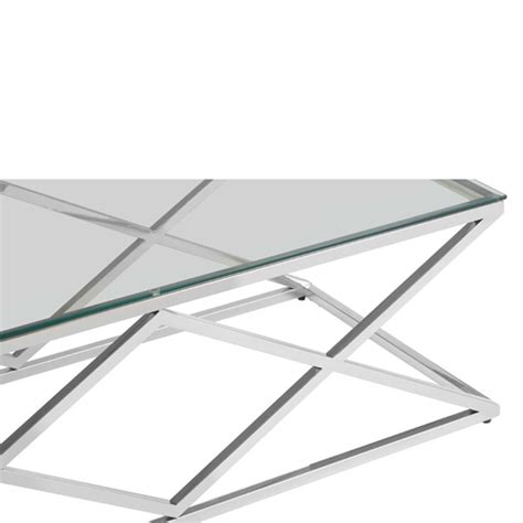 Alluras Clear Glass Coffee Table With Silver Frame Furniture In Fashion