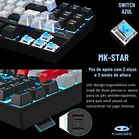 Teclado mecânico para jogos MageGee 80 MK Star teclado retroiluminado