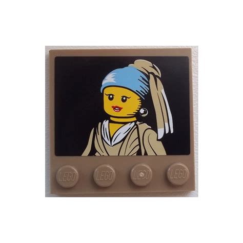 Lego Dark Tan Tile X With Studs On Edge With Paint Of A Female