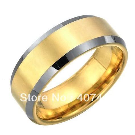 Free Shipping Stunning Mens Tungsten Ring Two Tone Wedding Band 7mm