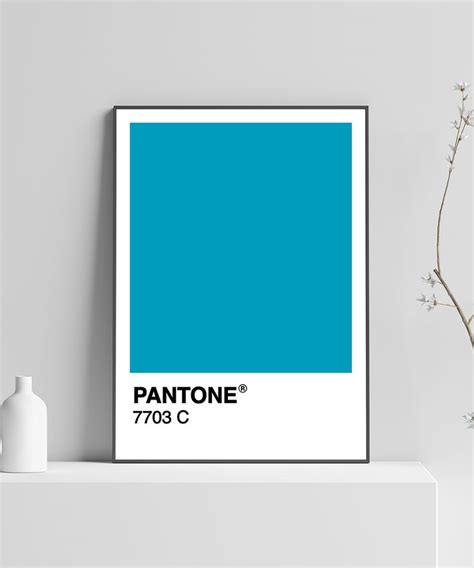 Turquoise Blue Pantone Digital Print Pantone Poster Minimalist