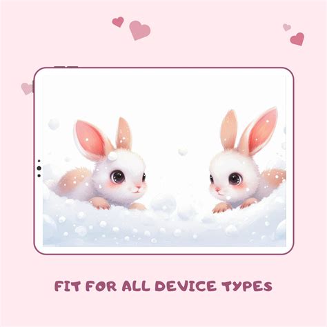 Kawaii Snow Bunnies Art Cute Rabbit Digital Print Whimsical Winter