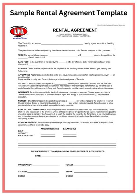 Sample Lease Agreement Templates Template Forms 2024