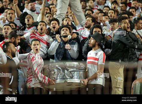 CAIRO, EGYPT - 21 JANUARY. Zamalek SC fans during the Egyptian Premier ...