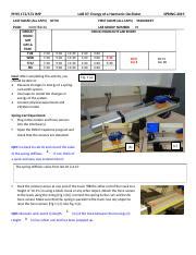 Phys172 S19 Lab07 Final Docx PHYS 172 172 IMP LAB 07 Energy Of A