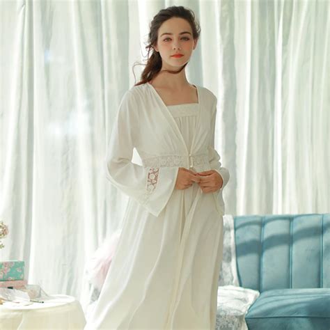 Free Shipping 2017 New Autumn Womens Robe And Slip Pyjamas Vintage