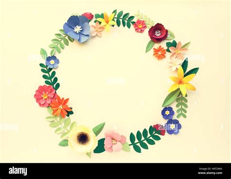 Flowers Handmade Papercraft Art Circle Stock Photo - Alamy