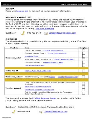 Fillable Online Best Of Asco Boston Exhibitor Manual Spargo Fax Email