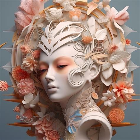 Premium Ai Image There Is A White Sculpture Of A Woman With Flowers