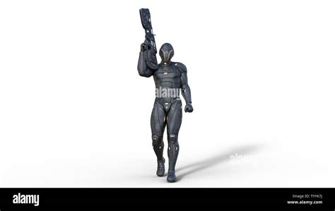 Android Soldado Futurista En Armadura Antibalas Cyborg Militares