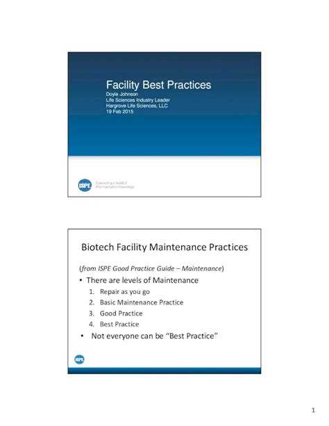 Pdf Facility Best Practices Ispe Boston Recommended Book Ispe