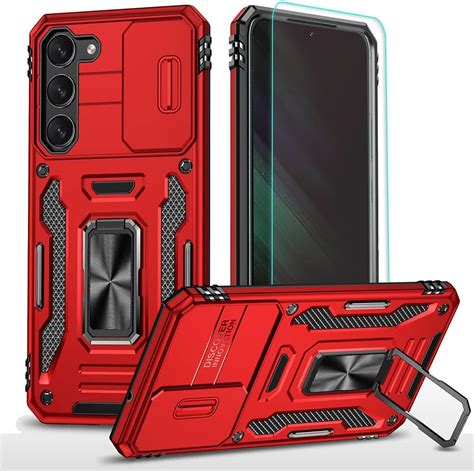 Androgate Super Ring Series Cellular Phone Case For Samsung Galaxy S23 Plus Red