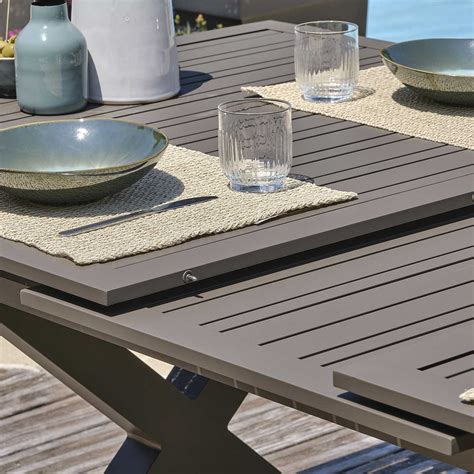 Table De Jardin En Aluminium Avec Rallonge Automatique Floride Quartz