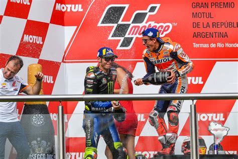 Marquez Happy With Rossi S Handshake Pre Argentina MotoGP Podium