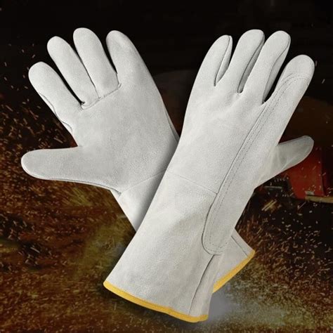 Gant De Menage Gants De Soudage En Cuir De Vache Paire Ignifuges