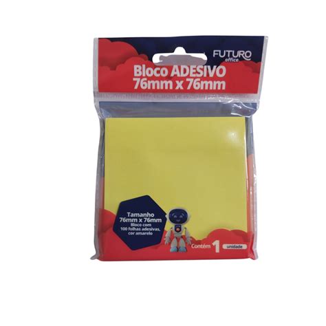 Bloco Adesivo Post It Amarelo 76x76mm Futuro