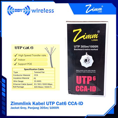 Jual Kabel Utp Cat Cca Id Indoor Zimmlink Meter Grey Shopee Indonesia