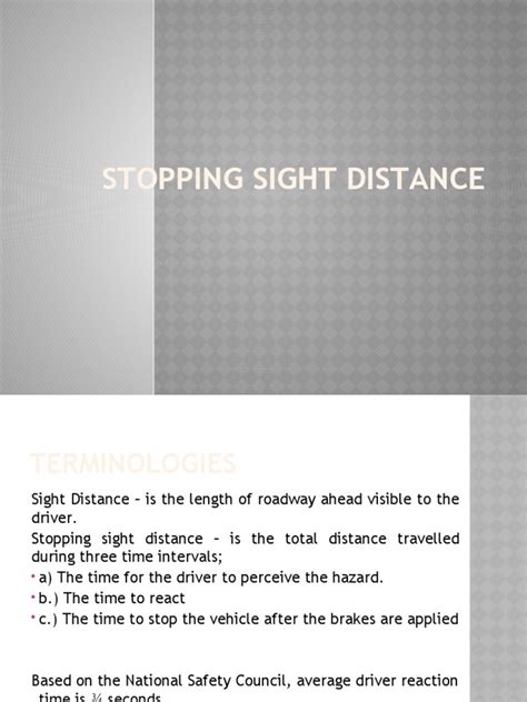 Stopping Sight Distance | PDF | Vehicles | Transport