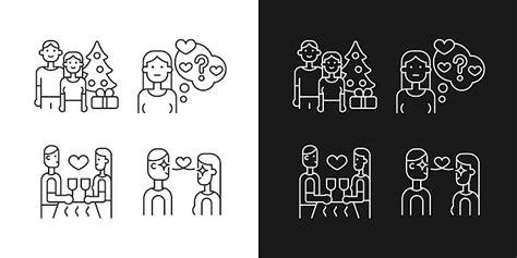 Set Of Linear Icons Depicting Nepals Cultural Heritage For Both Dark