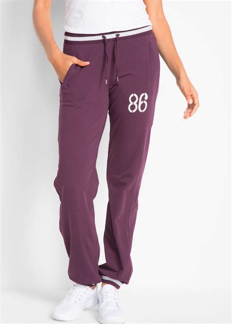 Pantaloni Per Lo Sport Elasticizzati Con Tasche Laterali Viola Bacca