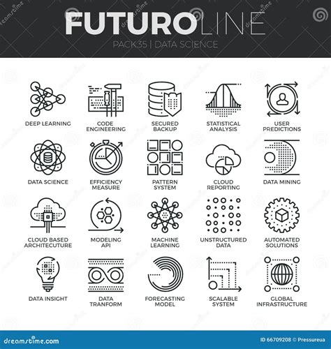 Data Science Futuro Line Icons Set Stock Vector - Illustration of ...