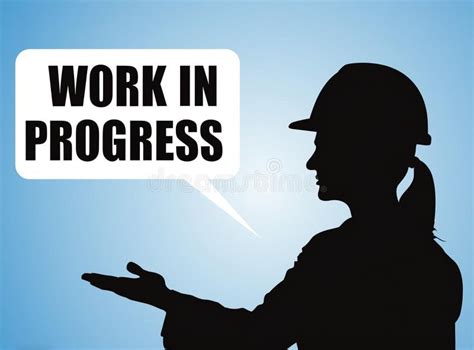 Silhouette Of Construction Worker Woman With Text Work In Progress