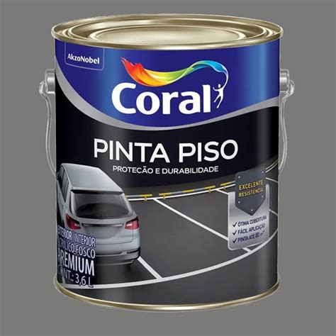 Tinta Acr Lica Premium Para Piso Fosco Cinza M Dio Litros Coral