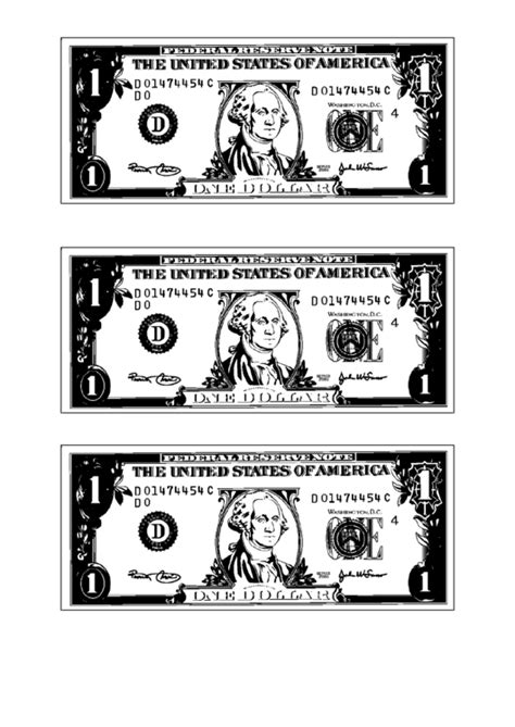 Printable 1 Dollar Bill