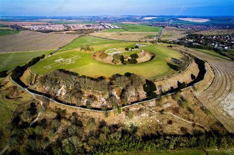 Old Sarum Castle Salisbury Uk Aerial Photograph Stock Image C057