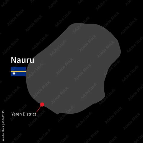 Detailed map of Nauru and capital city Yaren District with flag Stock Vector | Adobe Stock