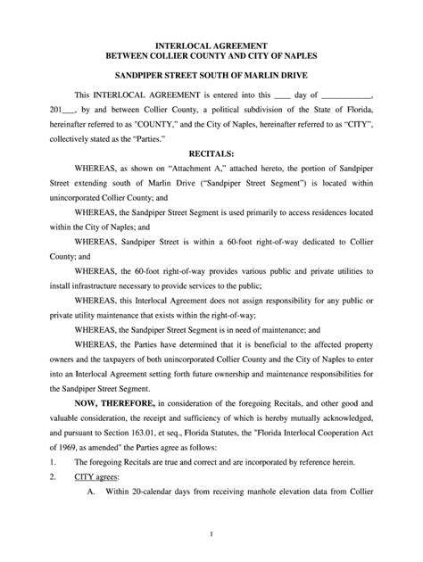 Fillable Online Interlocal Agreement Between Collier County And Fax