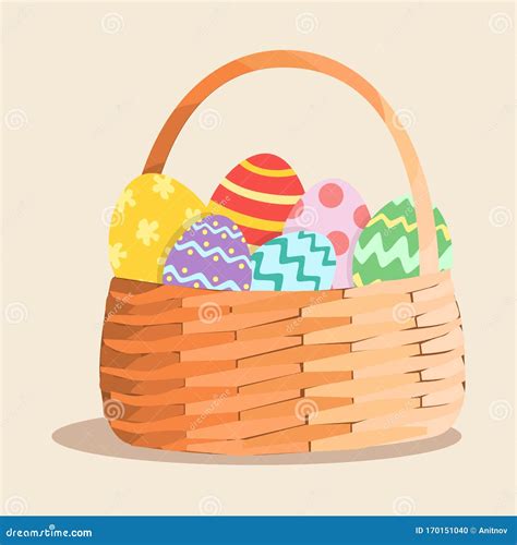 Easter Egg Basket Vector Stock Vector Illustration Of Holiday