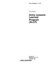 Ar Army Lessons Learned Program Pdf Army Regulation Army