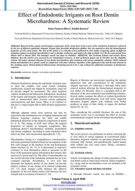 PDF Effect Of Endodontic Irrigants On Root Dentin Microhardness A