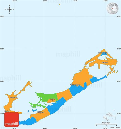 Political Simple Map Of Bermuda Single Color Outside Worksheets Library