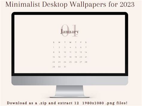 2023 Set of 12 Minimalist Calendar Computer Wallpapers (Download Now ...