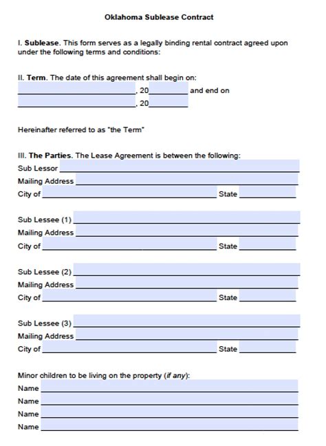 Free Oklahoma Rental Lease Agreement Templates Pdf Word