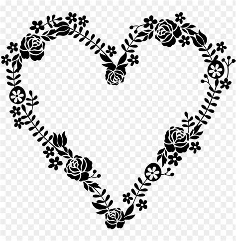 Download Floral Wreath Heart Shaped Stamp Heart Wreath Clip Art Png