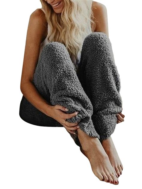 Sexy Dance Ladies Plush Fuzzy Fleece Long Pajamas Lounge Soft Loose